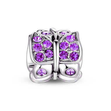 Purple CRYSTAL BUTTERFLY CHARM - SWAROVSKI