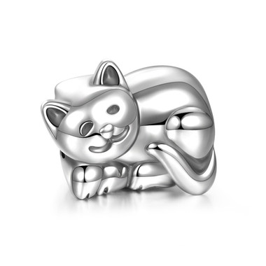 Sterling Silver Sleepy Cat Charm