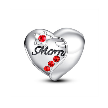 FLOWER MOM HEART CHARM -SWAROVSKI