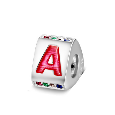 Triangle letter a charm with enamel