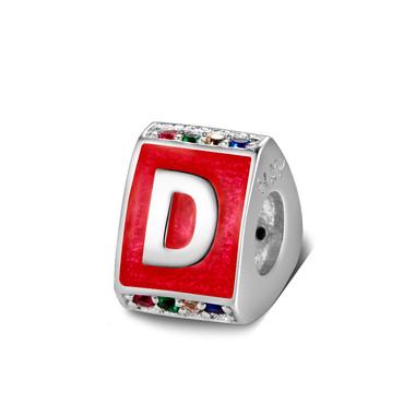 Triangle letter d charm with enamel