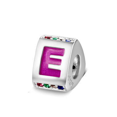 Triangle letter e charm with enamel