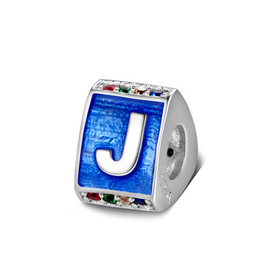 Triangle letter j charm with enamel