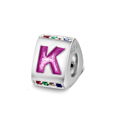 Triangle letter k charm with enamel