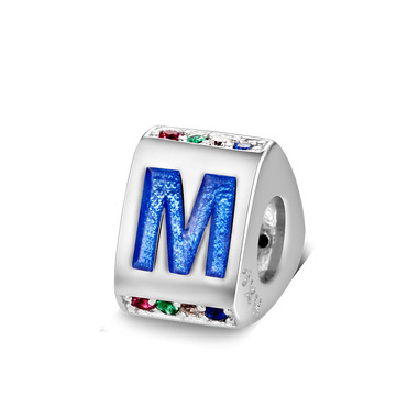 Triangle letter m charm with enamel