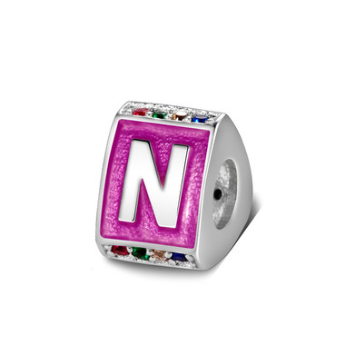 Triangle letter n charm with enamel