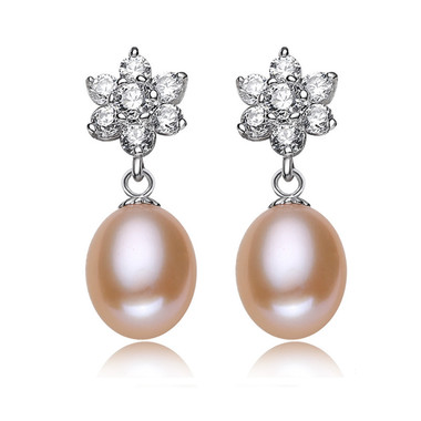 Orange Pink Pearl Earring