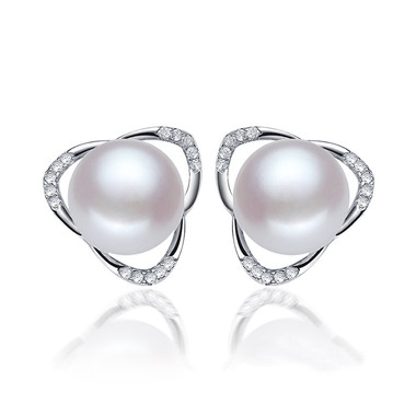 Flower Pearl Earring Studs