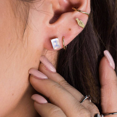 MOONSTONE EARRINGS - BRIGHT DROP STUDS