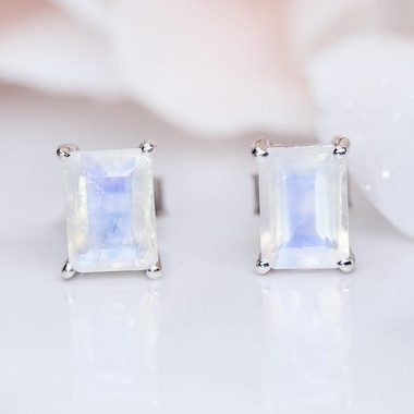 MOONSTONE EARRINGS - BRIGHT DROP STUDS