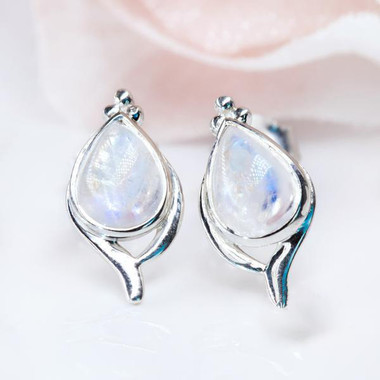 MOONSTONE EARRINGS - DRIZZLE STUDS