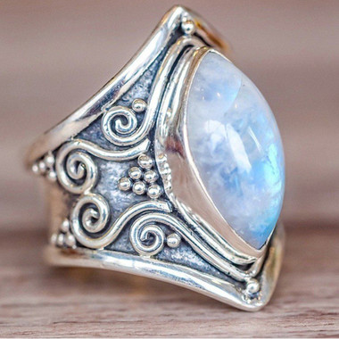 MOONSTONE RING - TIBETAN SILVER