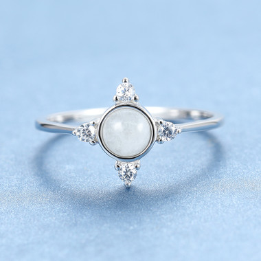 MOONSTONE RING - DIAMOND AROUND