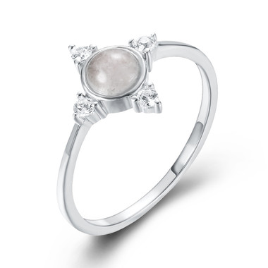 MOONSTONE RING - DIAMOND AROUND