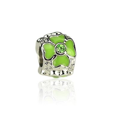 Light Green Four Leaf Heart Clover Charm