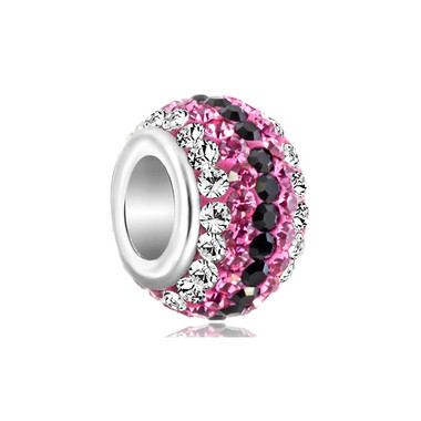 Birthstone Charm With Pink & Black Crystal