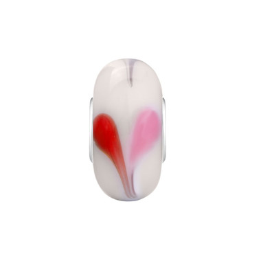 Lover White Red Black Heart Murano Glass Bead