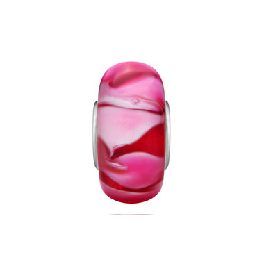 Red Pink Petals Murano Glass Bead