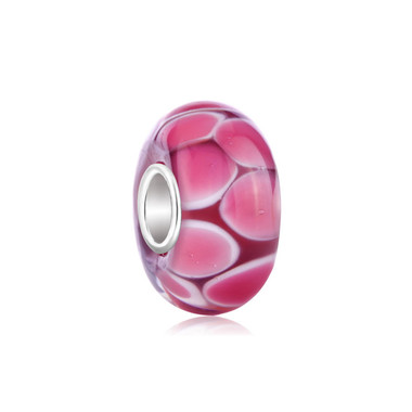 Rose Pink Flower Petal Murano Glass Bead