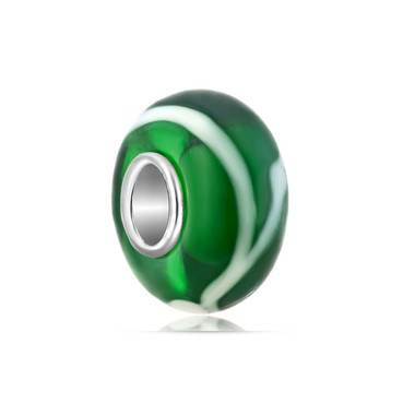 Green And White Murano Glass Bead