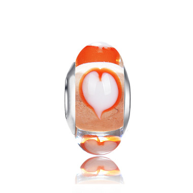 Orangle Heart Murano GLASS BEADS