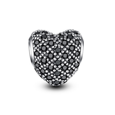 BLACK SILVER PAVED CRYSTAL CHARM