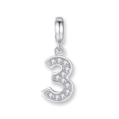 CRYSTAL "3" DANGLE CHARM